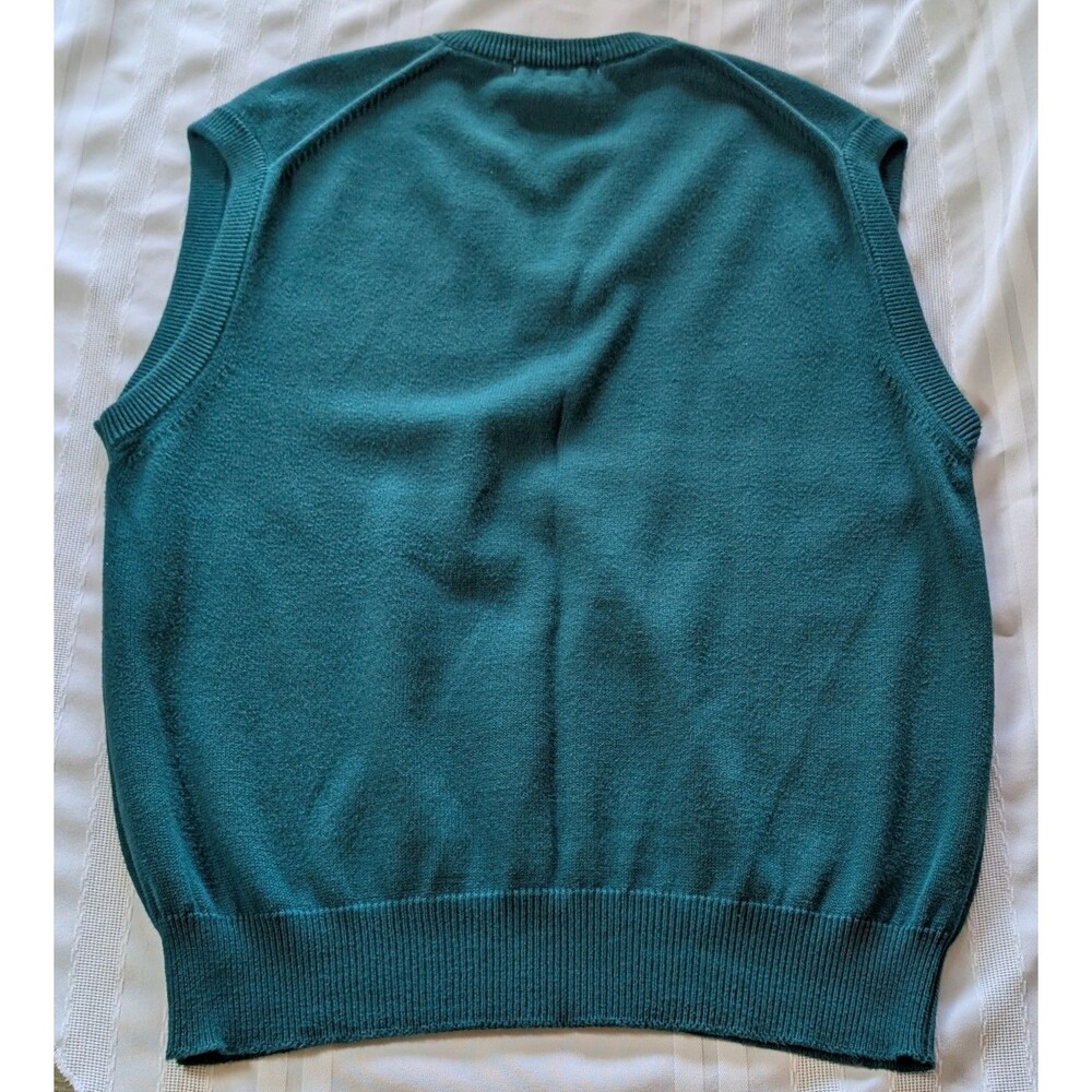 Vtg Izod Club Men L Green Sweater Vest Whitehawk Golf Made In Usa Cotton View 3